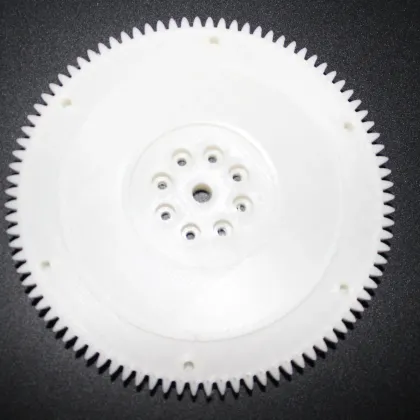 A large-diameter functional gear, 3D-printed in white